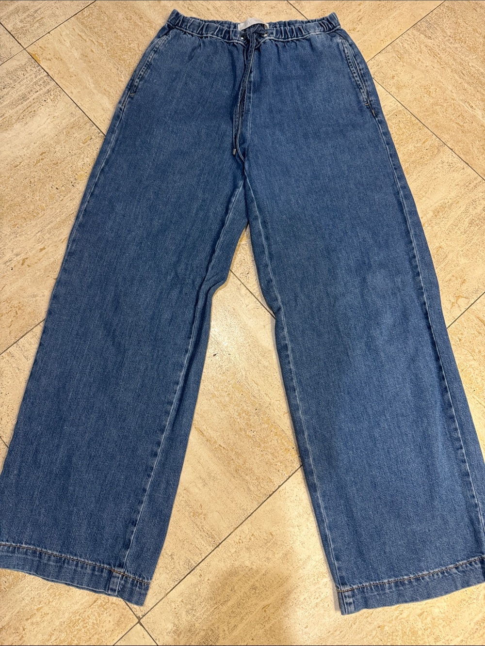 Zara Women's Wide Leg Denim Jeans - Dark Blue